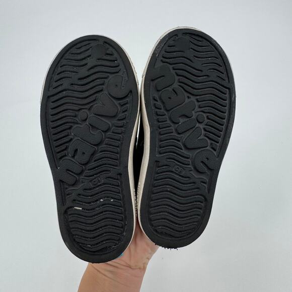 Native Boys Black Jefferson Water Friendly Perforated Slip On Shoes Size C8 - Picture 8 of 9